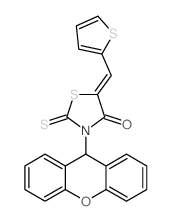 4-Thiazolidinone,5-(2-thienylmethylene)-2-thioxo-3-(9H-xanthen-9-yl)- structure