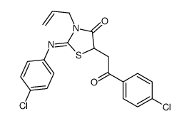 2-(4-chlorophenyl)imino-5-[2-(4-chlorophenyl)-2-oxoethyl]-3-prop-2-enyl-1,3-thiazolidin-4-one结构式