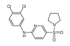 N-(3,4-dichlorophenyl)-5-pyrrolidin-1-ylsulfonylpyridin-2-amine结构式