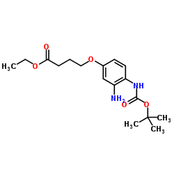 Ethyl 4-[3-amino-4-({[(2-methyl-2-propanyl)oxy]carbonyl}amino)phenoxy]butanoate Structure