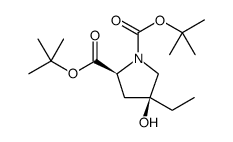 1,2-Pyrrolidinedicarboxylic acid, 4-ethyl-4-hydroxy-, 1,2-bis(1,1-dimethylethyl) ester, (2S,4S) Structure