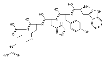 (2S)-2-[[(2S)-2-[[(2S)-2-[[(2S)-2-[[(2S)-2-amino-3-(1H-indol-3-yl)propanoyl]amino]-3-(4-hydroxyphenyl)propanoyl]amino]-3-(1H-imidazol-5-yl)propanoyl]amino]-4-methylsulfanylbutanoyl]amino]-5-(diaminomethylideneamino)pentanoic acid Structure