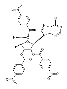 9-(6'-deoxy-2',3',5'-tris-O-(p-nitrobenzoyl)-α-L-talofuranosyl)-6-chloropurine Structure