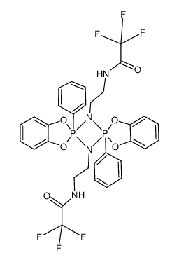 2,4-diphenyl-2,4-bis(o-phenylenedioxy)-1,3-bis(2-(trifluoroacetamido)ethyl)-1,3,2λ5,4λ5-diazadiphosphetidine结构式