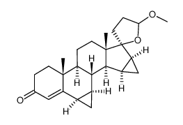 6β,7β,15β,16β-bismethylene-3-oxoandrost-4-ene[17(β-1')spiro-5']- perhydrofuran-2'ε-ol methyl ether结构式