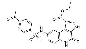 8-(4-acetyl-benzenesulfonylamino)-4-oxo-4,5-dihydro-3H-pyrrolo[2,3-c]quinoline-1-ethyl carboxylate结构式