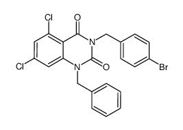 1-benzyl-3-(4-bromo-benzyl)-5,7-dichloro-1H-quinazoline-2,4-dione结构式