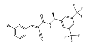 (S,E)-N-(1-(3,5-bis(trifluoromethyl)phenyl)ethyl)-3-(6-bromopyridin-2-yl)-2-cyanoacrylamide Structure