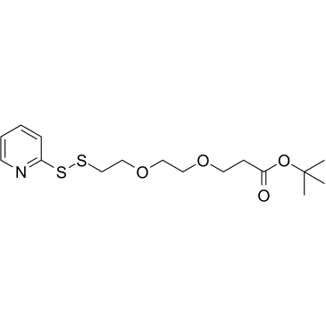 (2-pyridyldithio)-PEG2-t-butyl ester Structure