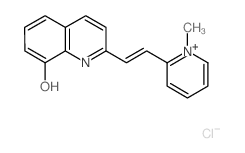 Pyridinium,2-[2-(8-hydroxy-2-quinolinyl)ethenyl]-1-methyl-, chloride (1:1) structure