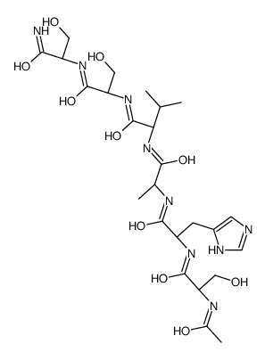 (2S)-2-[[(2S)-2-[[(2S)-2-[[(2S)-2-acetamido-3-hydroxypropanoyl]amino]-3-(1H-imidazol-5-yl)propanoyl]amino]propanoyl]amino]-N-[(2S)-1-[[(2S)-1-amino-3-hydroxy-1-oxopropan-2-yl]amino]-3-hydroxy-1-oxopropan-2-yl]-3-methylbutanamide Structure