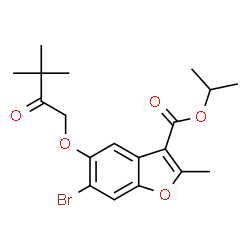 isopropyl 6-bromo-5-(3,3-dimethyl-2-oxobutoxy)-2-methylbenzofuran-3-carboxylate结构式