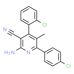 2-Amino-4-(2-chlorophenyl)-6-(4-chlorophenyl)-5-methylnicotinonitrile结构式