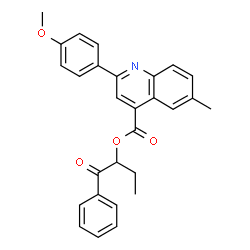 1-benzoylpropyl 2-(4-methoxyphenyl)-6-methyl-4-quinolinecarboxylate结构式