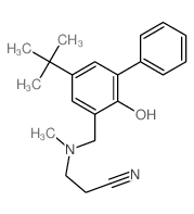 3-[(2-hydroxy-3-phenyl-5-tert-butyl-phenyl)methyl-methyl-amino]propanenitrile结构式