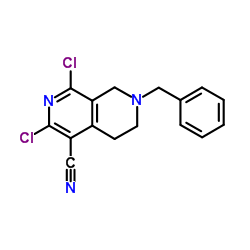 7-Benzyl-1,3-dichloro-5,6,7,8-tetrahydro-2,7-naphthyridine-4-carbonitrile结构式