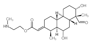 2-methylaminoethyl 2-[(1R,4aS,4bR,7S,8R,8aR,10S,10aS)-8-formyl-7,10-dihydroxy-1,4b,8-trimethyl-3,4,4a,5,6,7,8a,9,10,10a-decahydro-1H-phenanthren-2-ylidene]acetate structure