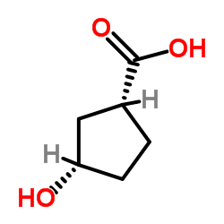 (1R,3S)-cis-3-Hydroxy-cyclopentanecarboxylic acid structure