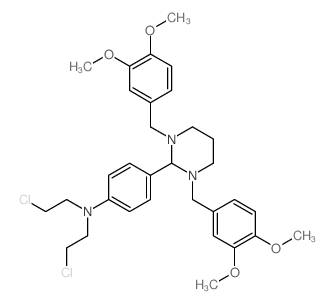 Benzenamine,4-[1,3-bis[(3,4-dimethoxyphenyl)methyl]hexahydro-2-pyrimidinyl]-N,N-bis(2-chloroethyl)-结构式