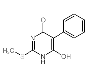 6-hydroxy-2-methylsulfanyl-5-phenyl-3H-pyrimidin-4-one结构式