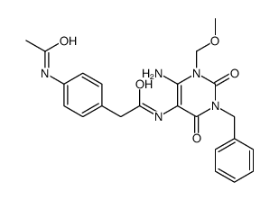 Benzeneacetamide,4-(acetylamino)-N-[6-amino-1,2,3,4-tetrahydro-1-(methoxymethyl)-2,4-dioxo-3-(phenylmethyl)-5-pyrimidinyl]-结构式