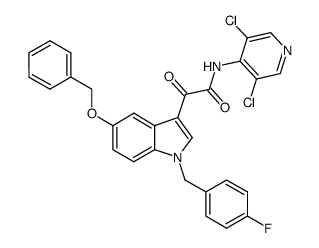 N-(3,5-dichloropyridin-4-yl) [5-benzyloxy-1-(4-fluorobenzyl)-indol-3-yl]-glyoxylic acid amide结构式