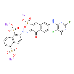 7-[(5-Chloro-2,4-difluoropyrimidin-6-yl) amino]-4-hydroxy-3-[(1,5-disulfonaphthalen-2-yl) azo]-2-naphthalenesulfonic acid, trisodium salt picture