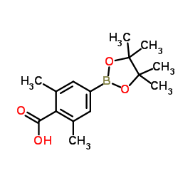 2,6-Dimethyl-4-(4,4,5,5-tetramethyl-1,3,2-dioxaborolan-2-yl)benzoic acid结构式