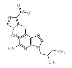 9-(2-methylbutyl)-6-(3-methyl-5-nitro-imidazol-4-yl)sulfanyl-purin-2-amine结构式