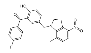 [5-(7-methyl-4-nitro-1H-indolin-1-ylmethyl)-2-hydroxyphenyl ]-(4-fluorophenyl)methanone结构式