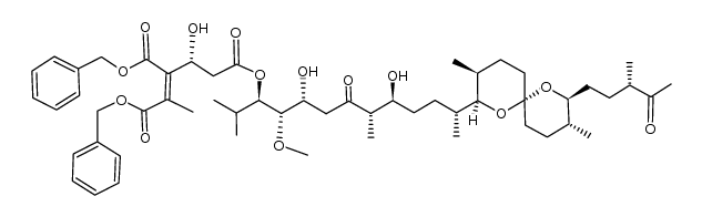 3,4-dibenzyl 1-((3R,4S,5R,8S,9S,12R)-12-((2S,3S,6R,8S,9R)-3,9-dimethyl-8-((S)-3-methyl-4-oxopentyl)-1,7-dioxaspiro[5.5]undecan-2-yl)-5,9-dihydroxy-4-methoxy-2,8-dimethyl-7-oxotridecan-3-yl) (R,Z)-2-hydroxypent-3-ene-1,3,4-tricarboxylate结构式