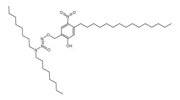 O(2)-(2-hydroxy-5-nitro-4-pentadecylbenzyl)-1-( N,N-dioctylamino)diazen-1-ium-1,2-diolate结构式