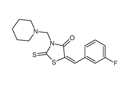 (5E)-5-[(3-fluorophenyl)methylidene]-3-(piperidin-1-ylmethyl)-2-sulfanylidene-1,3-thiazolidin-4-one Structure