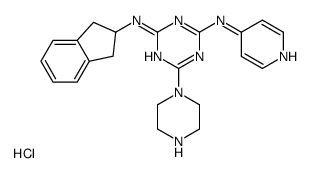 1,3,5-Triazine-2,4-diamine, N2-(2,3-dihydro-1H-inden-2-yl)-6-(1-piperazinyl)-N4-4-pyridinyl-, (Hydrochloride) (1:1)结构式