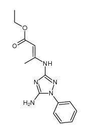 ethyl 3-(5-amino-1-phenyl-1H-1,2,4-triazol-3-ylamino)but-2-enoate结构式