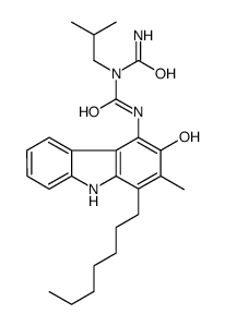 1-carbamoyl-3-(1-heptyl-3-hydroxy-2-methyl-9H-carbazol-4-yl)-1-(2-methylpropyl)urea结构式