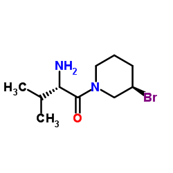 (2S)-2-Amino-1-[(3R)-3-bromo-1-piperidinyl]-3-methyl-1-butanone结构式