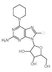 9H-Purin-2-amine,8-chloro-6-(1-piperidinyl)-9-b-D-ribofuranosyl- structure