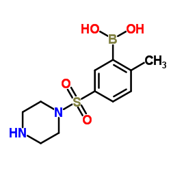 (2-甲基-5-(哌嗪-1-基磺酰)苯基)硼酸结构式
