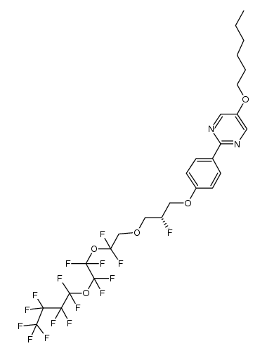 5--Hexyloxy-2-[4-((R)-2-fluoro-3-(2-(2-(nonafluorobutoxy)tetrafluoroethoxy)-2,2-difluoroethoxy)propoxy)phenyl]pyrimidine Structure