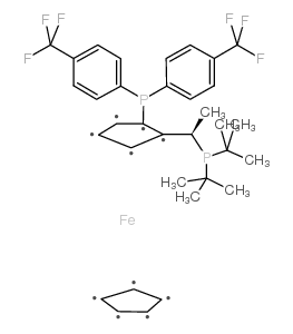 (R)-(-)-1-[(S)-2-Di-tert-butylphosphino)ferrocenyl]ethyldi-(4-trifluoromethylphenyl)phosphine structure