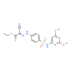 ethyl cyano[(4-{[(2,6-dimethoxy-4-pyrimidinyl)amino]sulfonyl}phenyl)hydrazono]acetate结构式