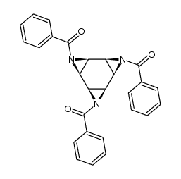 3,6,9-Tribenzoyl-(1α,2α,4α,5α,7α,8α)-3,6,9-triazatetracyclo[6.1.0.02,4.05,7]nonan结构式