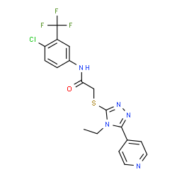 N-[4-chloro-3-(trifluoromethyl)phenyl]-2-{[4-ethyl-5-(4-pyridinyl)-4H-1,2,4-triazol-3-yl]sulfanyl}acetamide structure