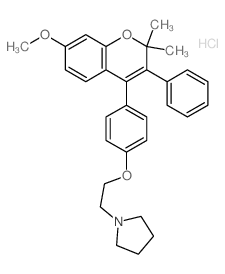 2,2-Dimethyl-3-phenyl-4-(p-(beta-pyrrolidinoethoxy)phenyl)-7-methoxychromene hydrochloride结构式