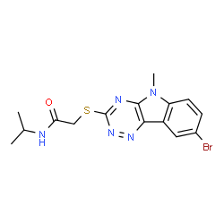 Acetamide, 2-[(8-bromo-5-methyl-5H-1,2,4-triazino[5,6-b]indol-3-yl)thio]-N-(1-methylethyl)- (9CI) picture