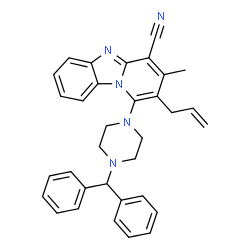 2-allyl-1-(4-benzhydrylpiperazin-1-yl)-3-methylbenzo[4,5]imidazo[1,2-a]pyridine-4-carbonitrile structure