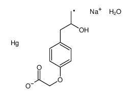 sodium,[3-[4-(carboxylatomethoxy)phenyl]-2-hydroxypropyl]mercury,hydrate Structure