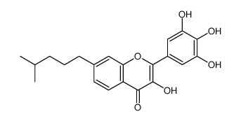 7-(4-methyl-pentyl)-3-hydroxy-2-(3,4,5-trihydroxy-phenyl)-chromen-4-one Structure