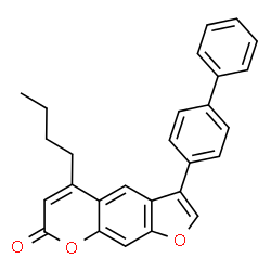 5-butyl-3-(4-phenylphenyl)furo[3,2-g]chromen-7-one结构式